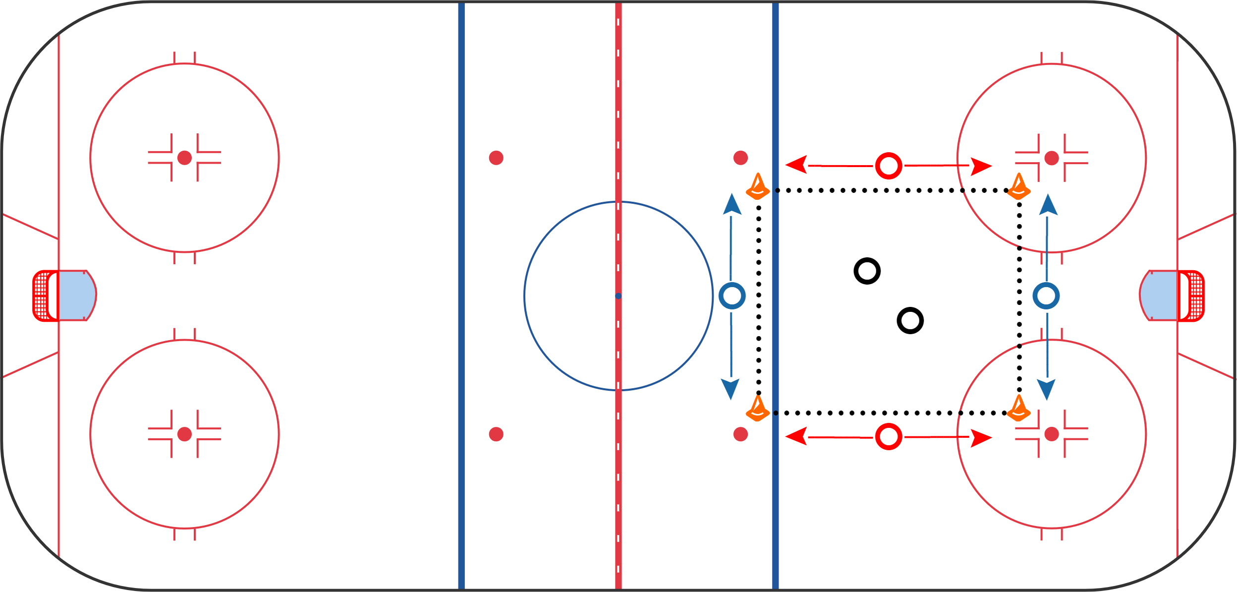Hockey Skills Drills - Split Passing 4 vs 2 Challenge
